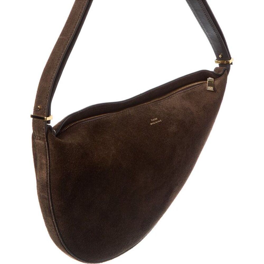 Toteme Dark Brown Suede Crescent Hobo Bag - Picture 3 of 4